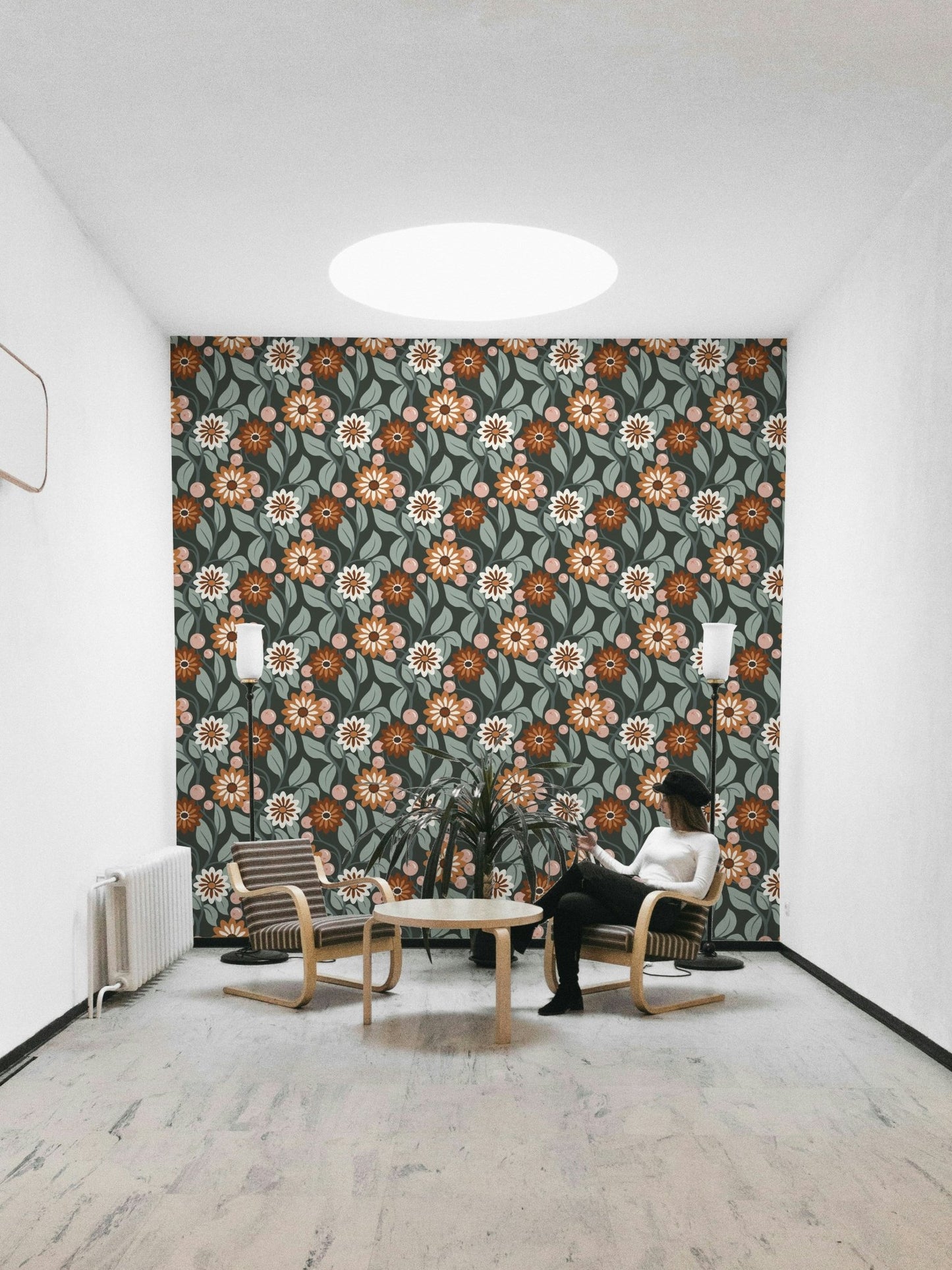 Retro Bloom Wallpaper featuring bold flower designs

