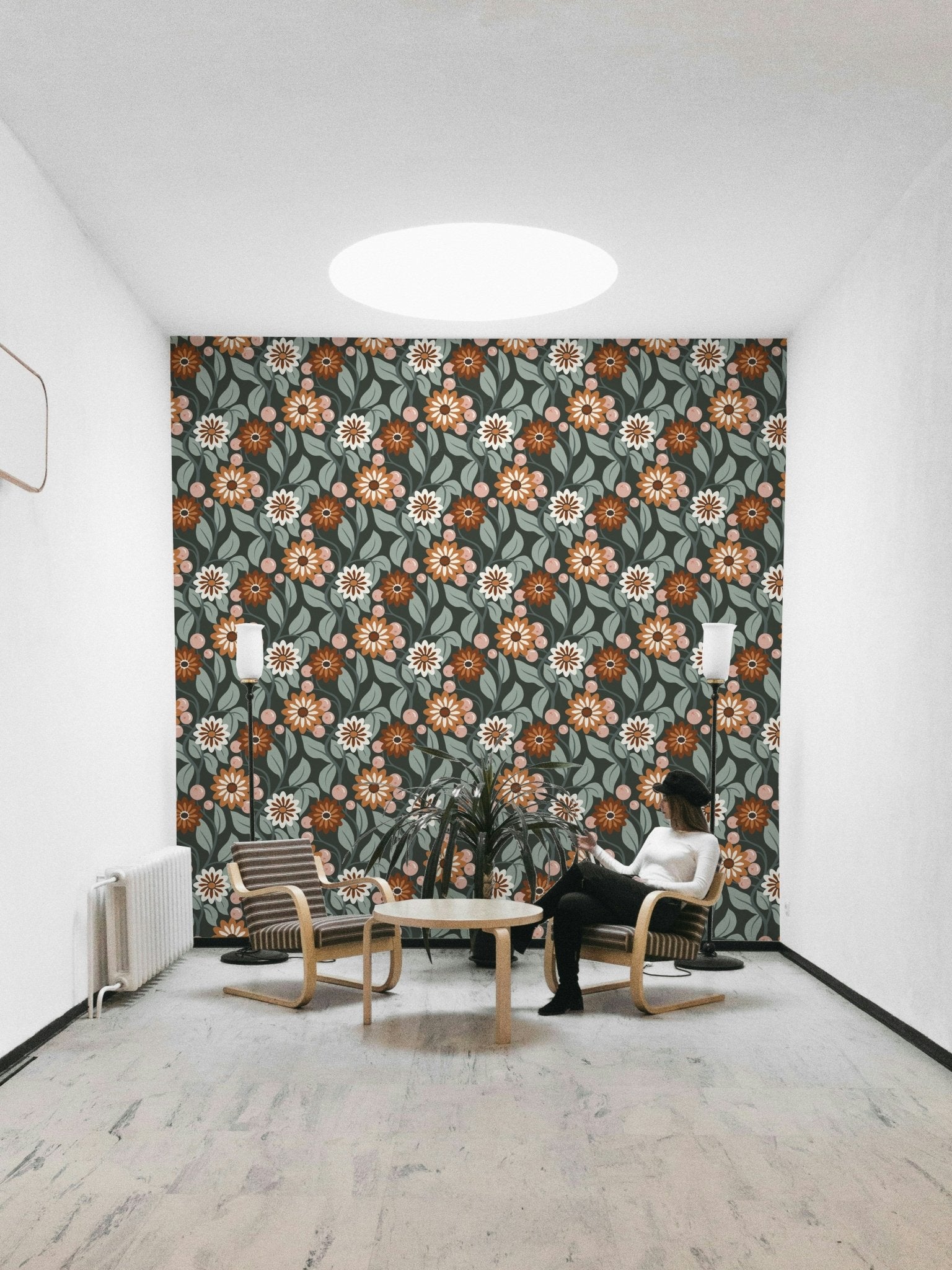 Retro Bloom Wallpaper featuring bold flower designs

