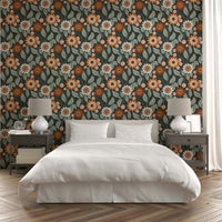 Floral wallpaper Retro Bloom for retro-themed rooms


