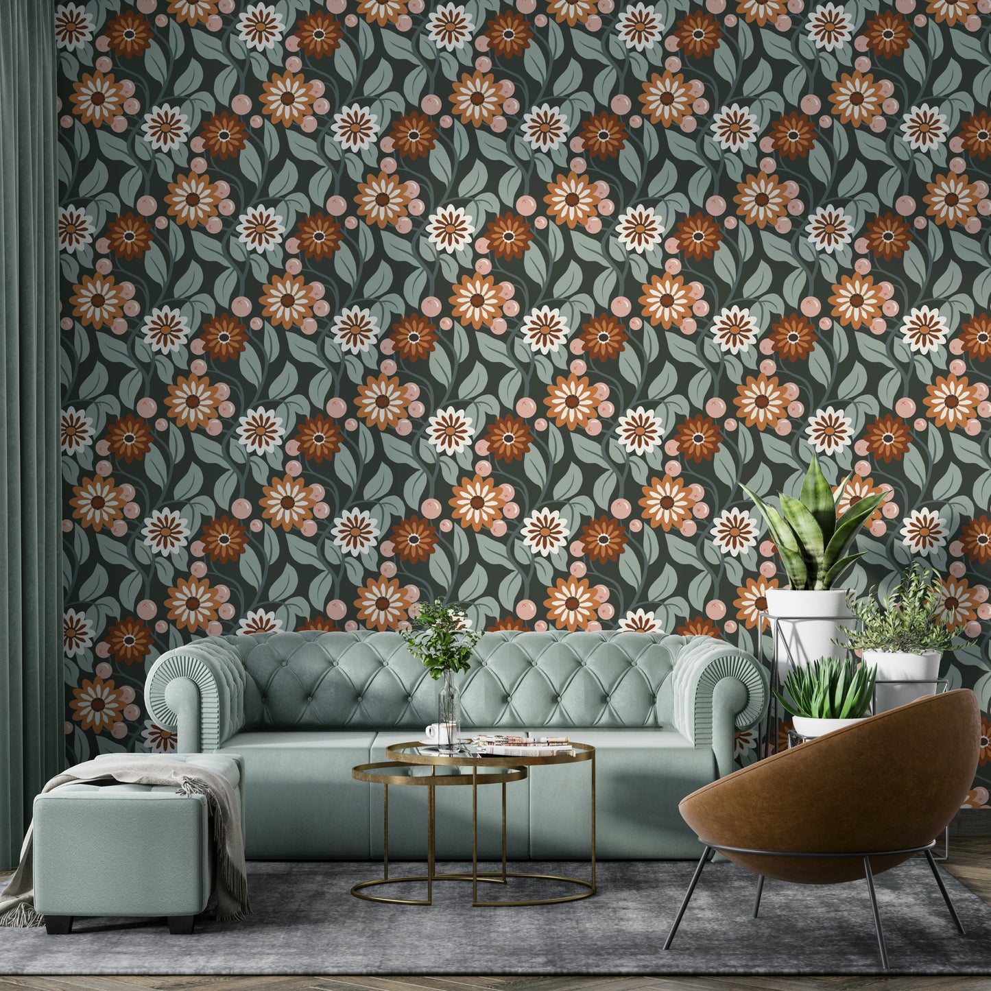 Retro Bloom Wallpaper with large floral prints

