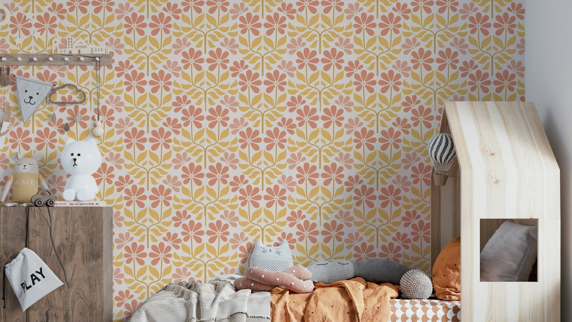 Retro blooms wallpaper with bold floral design

