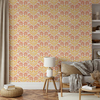 Funky wallpaper with large vintage blossoms


