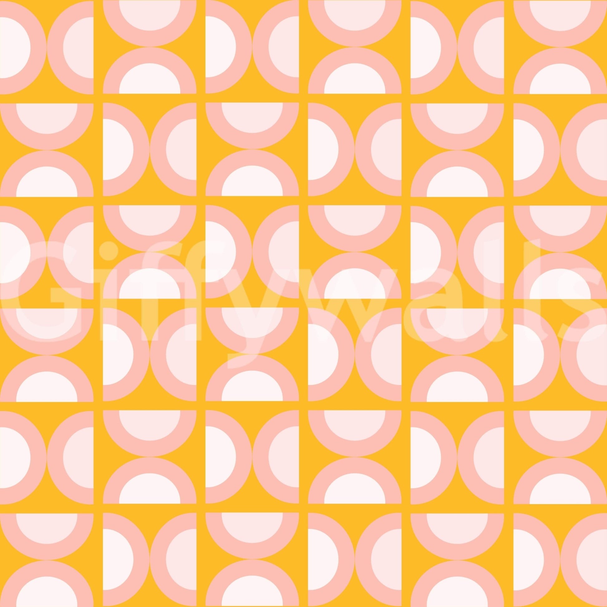 Pink Retro Blush Arcs maximalist decor vibrant yellow accent.