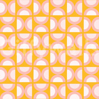 Pink Retro Blush Arcs maximalist decor vibrant yellow accent.