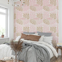 Classic floral mural with blush accents

