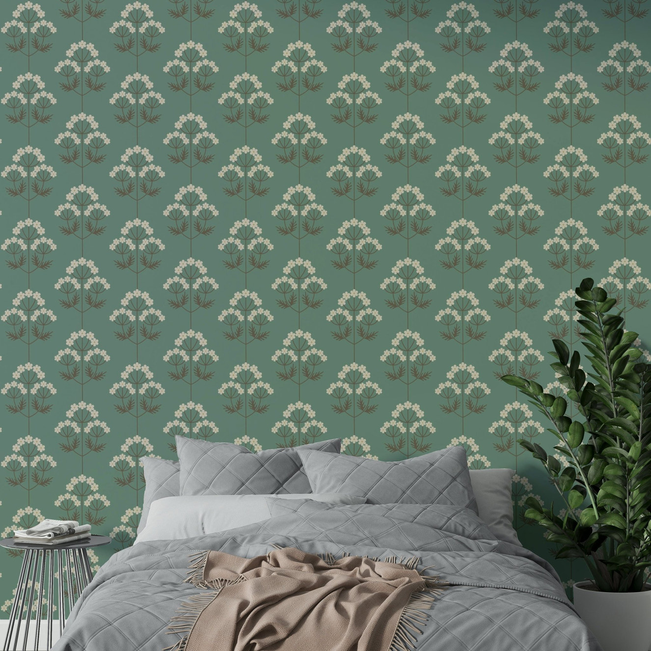 A beautiful vintage floral wallpaper mural for a charming room.

