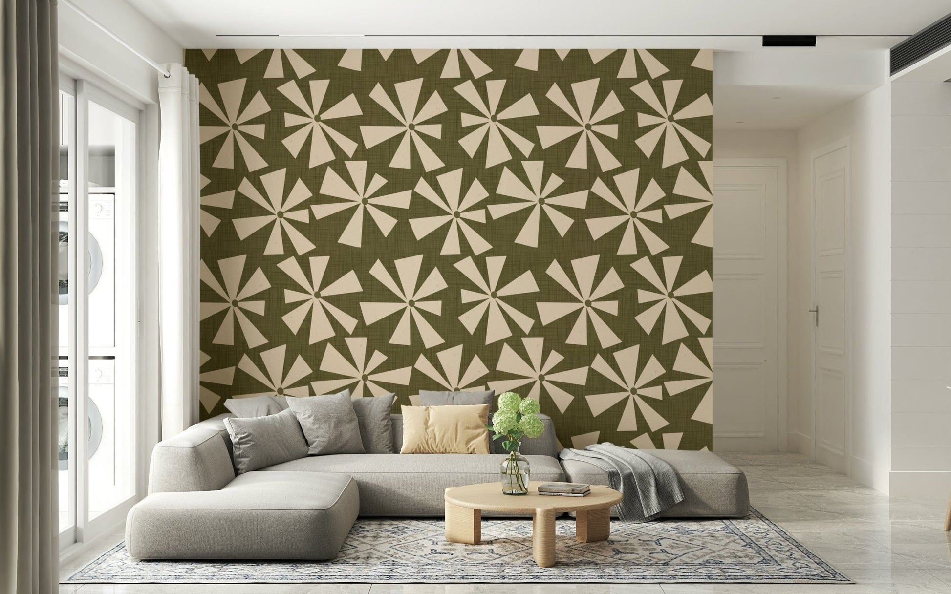 Zany Retro Burst wallpaper swish pattern.