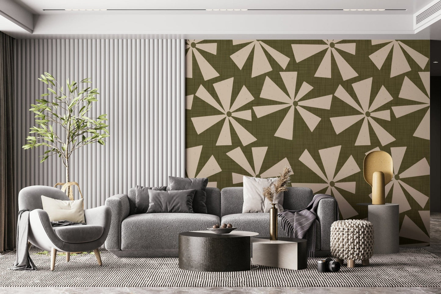 Earthy Retro Burst Pattern wall mural for home.