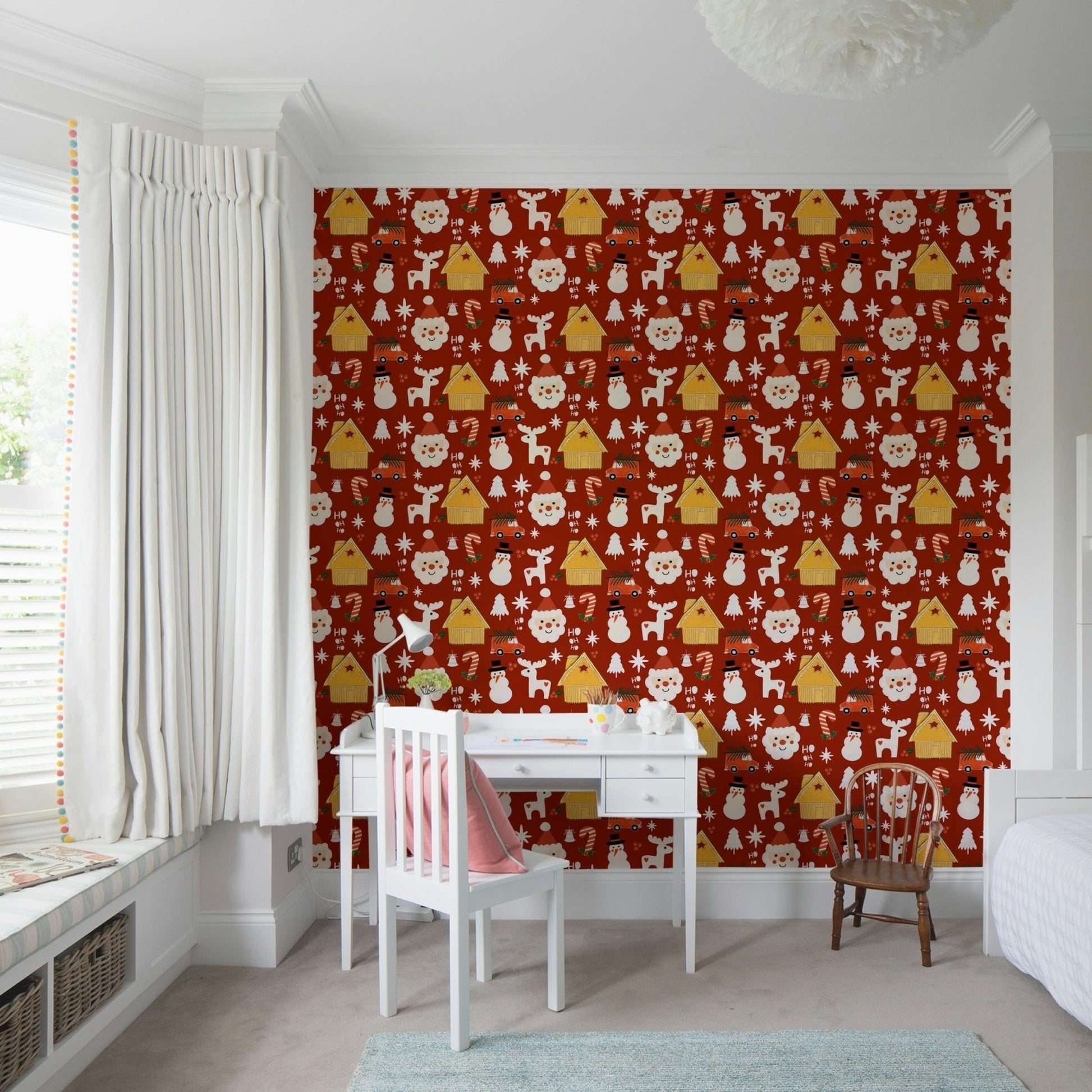 Jolly snowman on the Retro Christmas Cheer Wallpaper print.