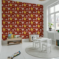 Whimsical reindeer on the Retro Christmas Cheer Wallpaper scene.