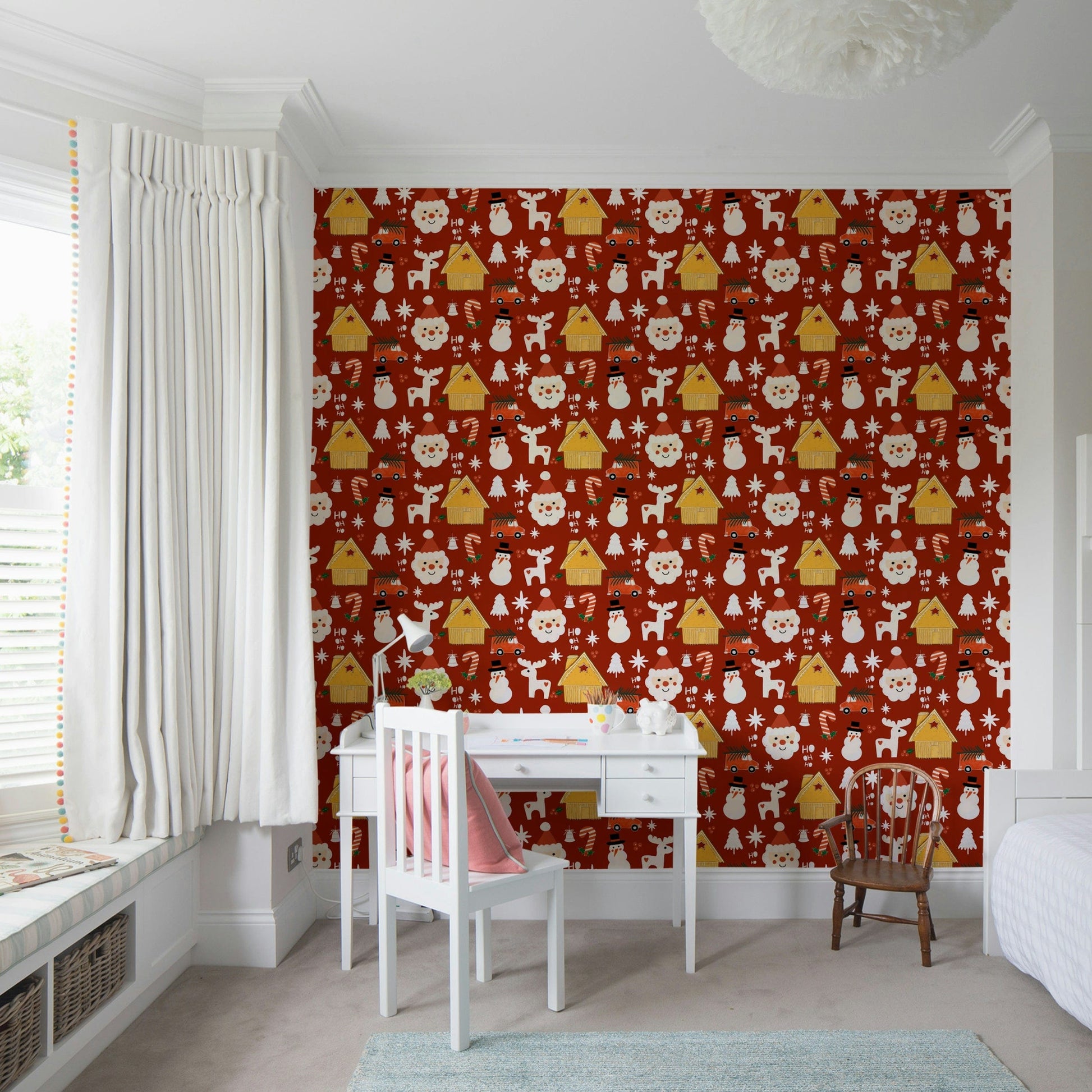 Jolly snowman on the Retro Christmas Cheer Wallpaper print.