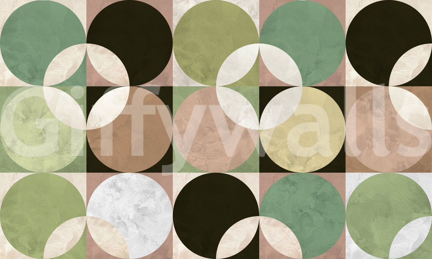 Abstract circle motif in the Retro Circle Harmony Wall Mural.