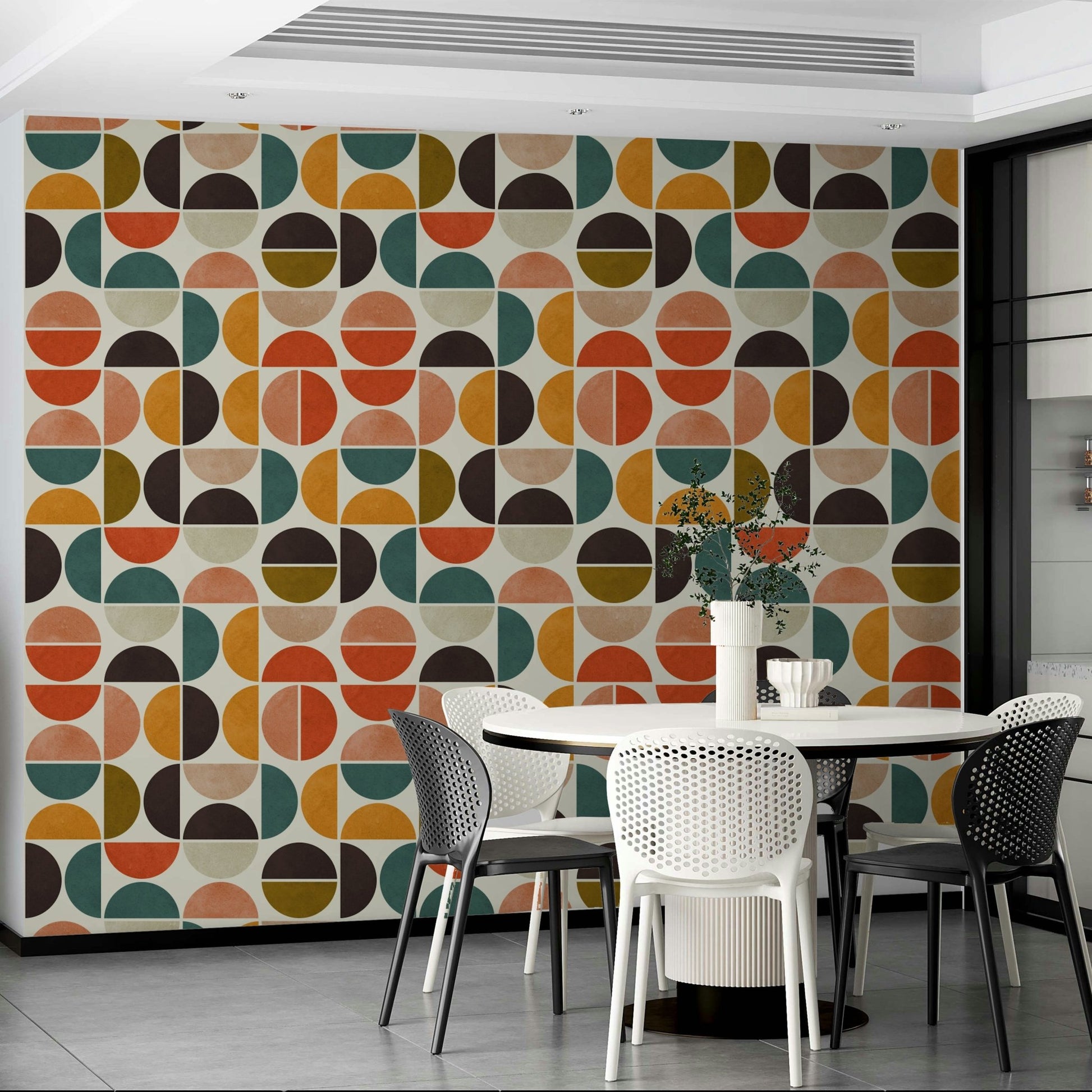 A close-up view of the detailed circles and the interplay of different colors.

