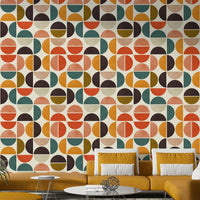 The wallpaper is applied seamlessly, giving the wall a uniform, high-end look.

