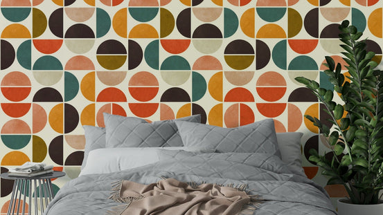 A high-resolution wall mural with a bold retro geometric pattern. GD3413

