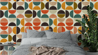 A high-resolution wall mural with a bold retro geometric pattern.

