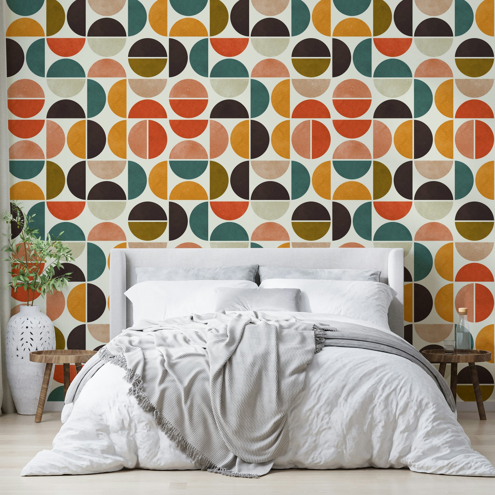 The design features a dense series of overlapping and interlocking circles.

