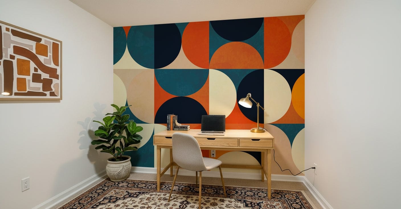A classic circle pattern wallpaper for walls.