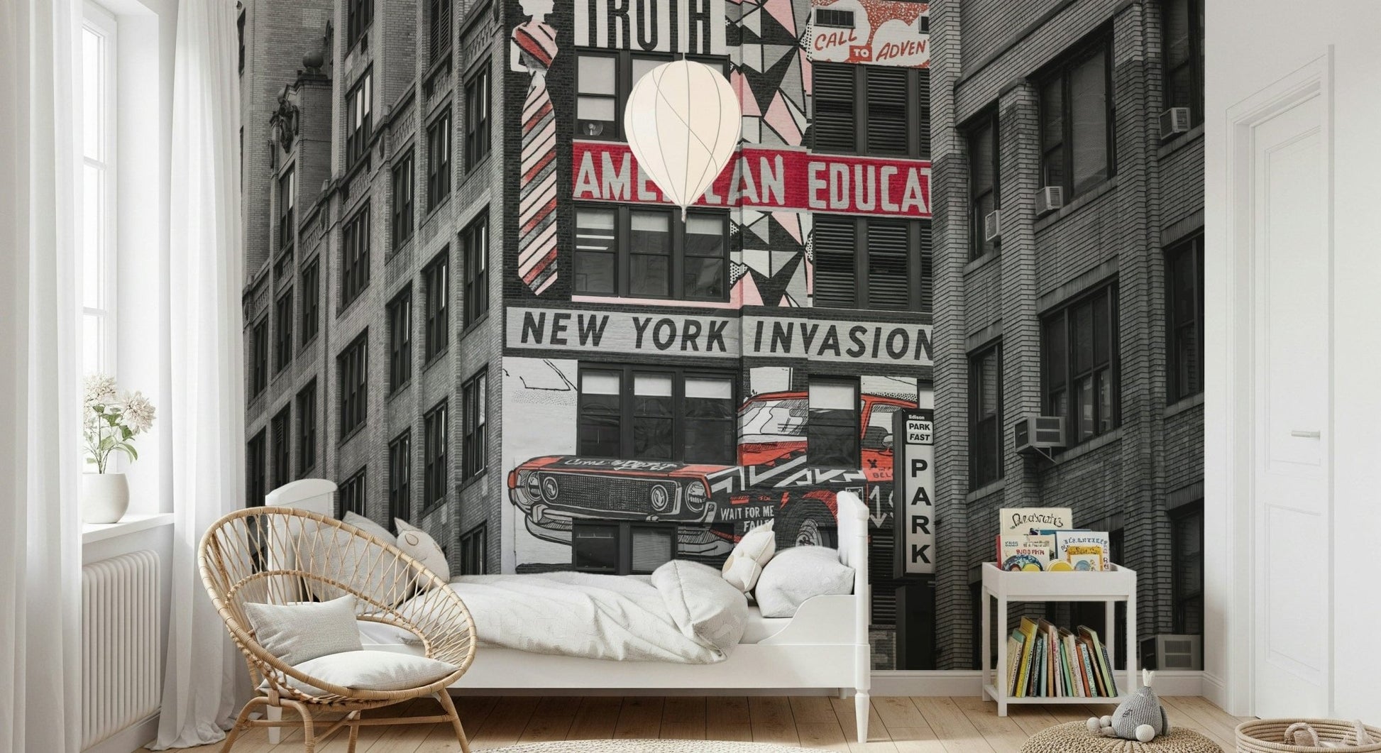 Retro City Murals, layered truth text, urban story wall mural.