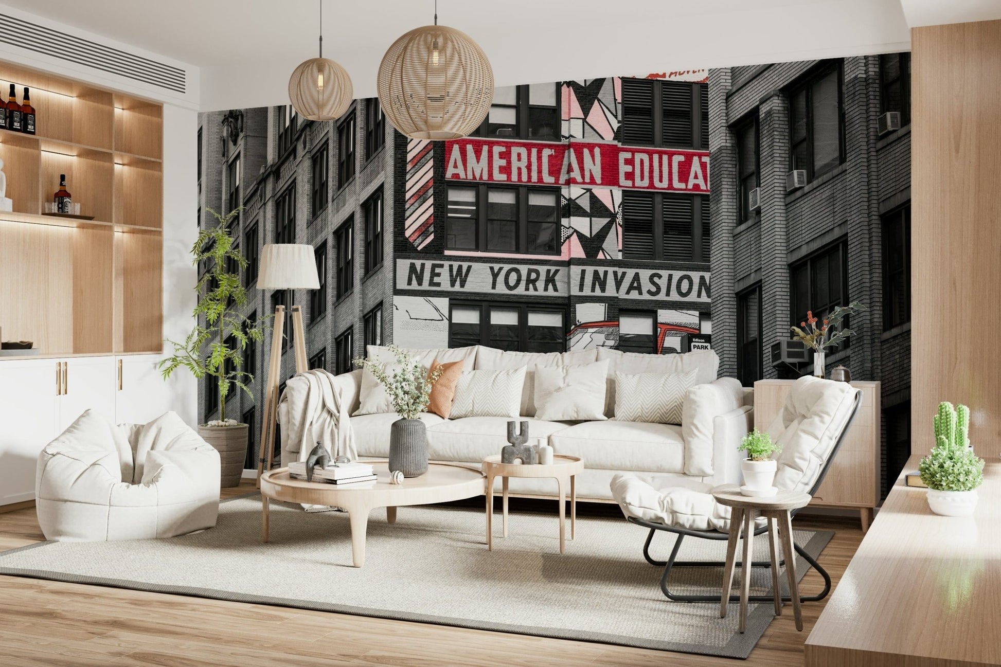 Edgy New York style wallpaper for walls, unique city view.