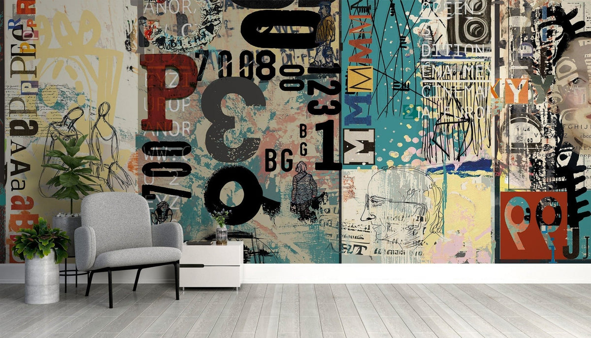 Retro Collage Wallpaper Mural C443