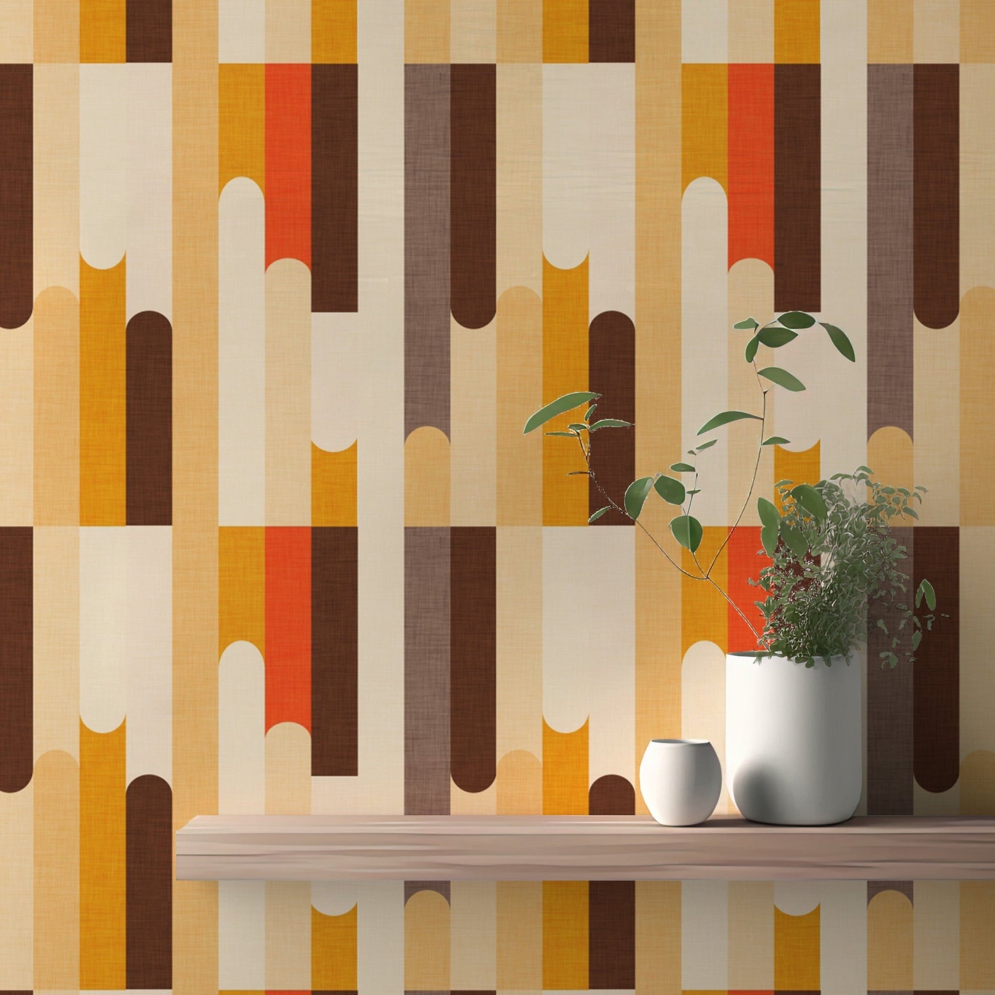 Vibrant retro-style wall mural for interiors
