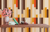 Warm-toned retro block design wallpaper
