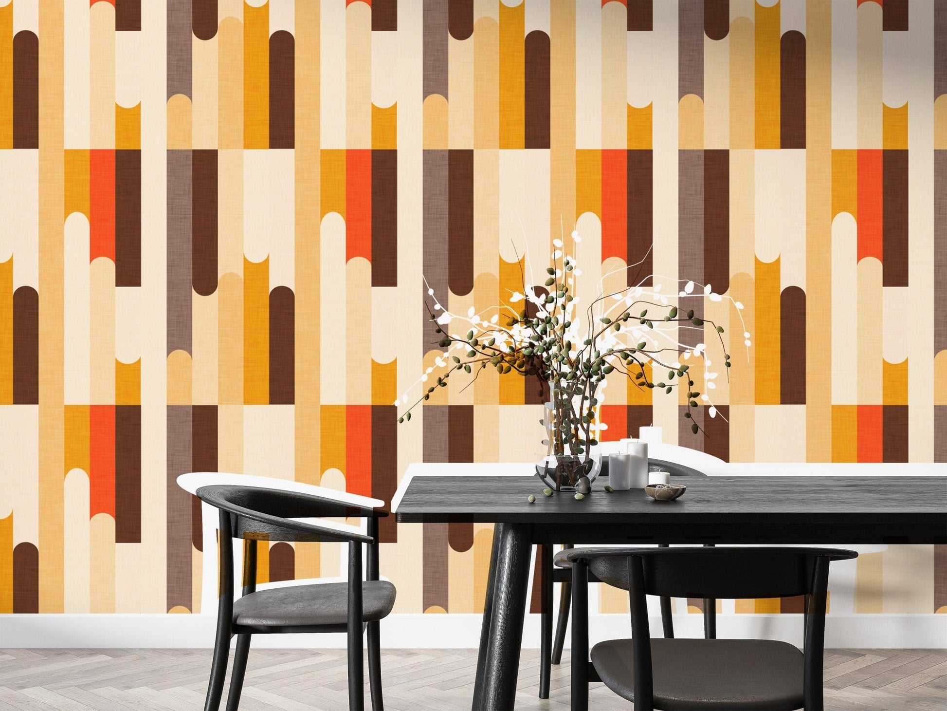 Geometric retro wallpaper with warm hues
