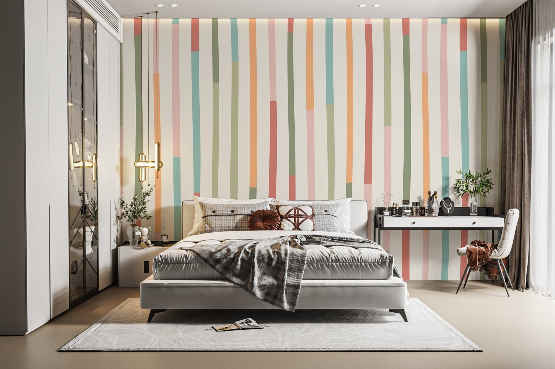 Retro stripes wallpaper in pastel hues
