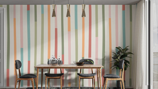 Retro colorful striped wallpaper design
 D157