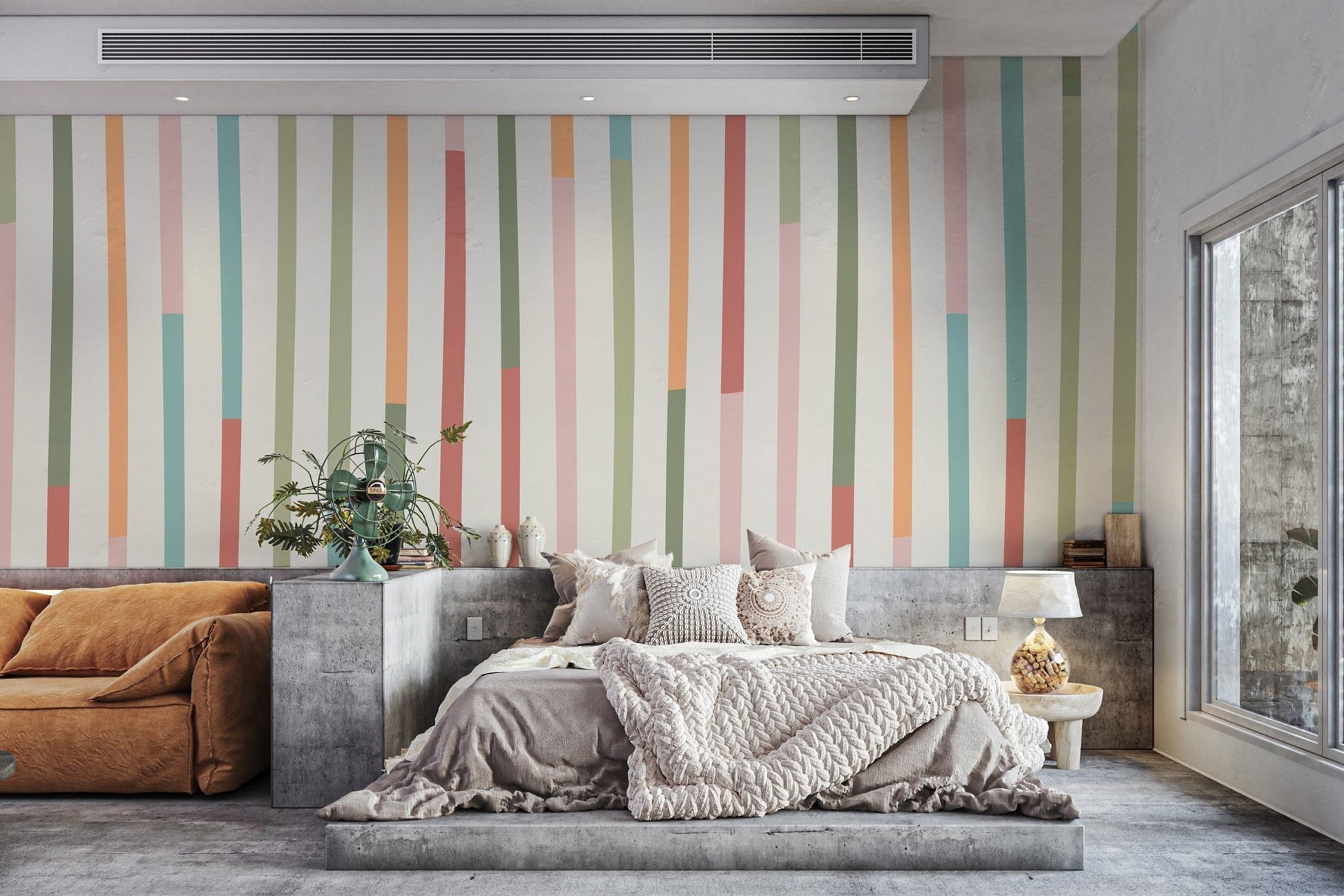 Bright retro striped design for interiors
