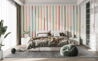 Fun pastel stripes wallpaper for rooms
