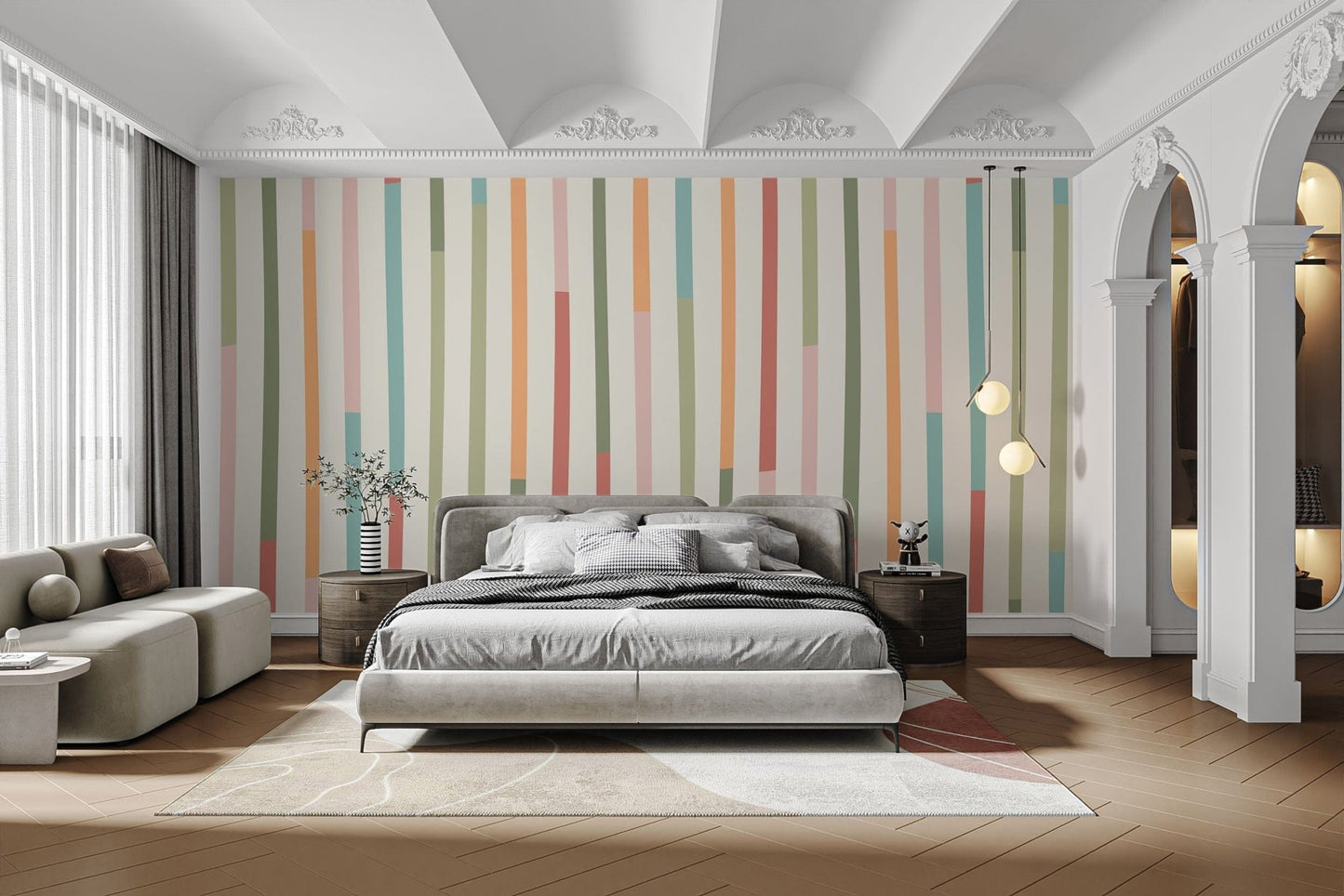 Colorful striped wallpaper for home decor
