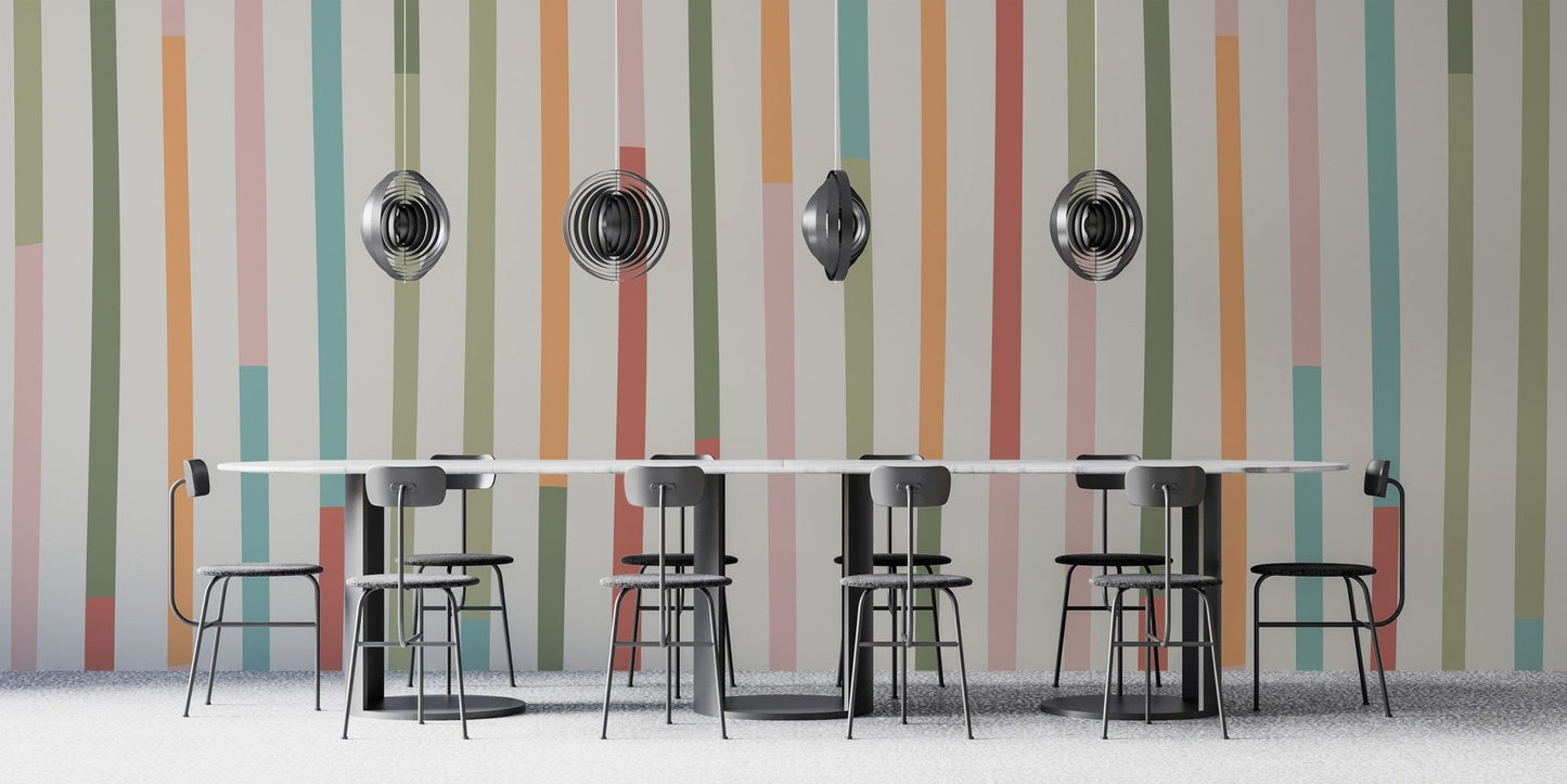 Bright retro striped design for interiors
