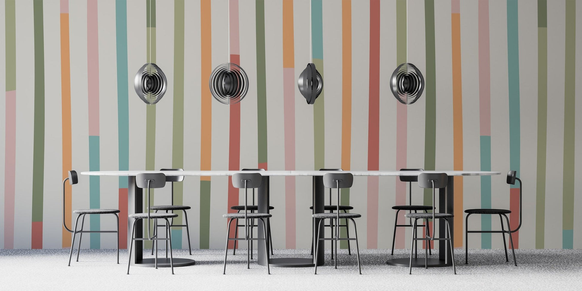 Bright retro striped design for interiors
