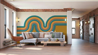 Retro-inspired wall mural design detail

