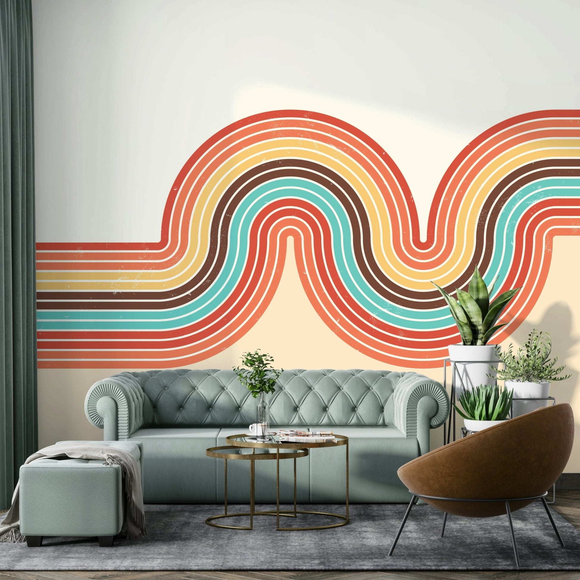 Close-up of flowing curvy lines mural

