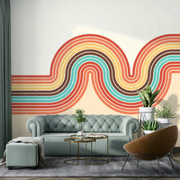 Close-up of flowing curvy lines mural

