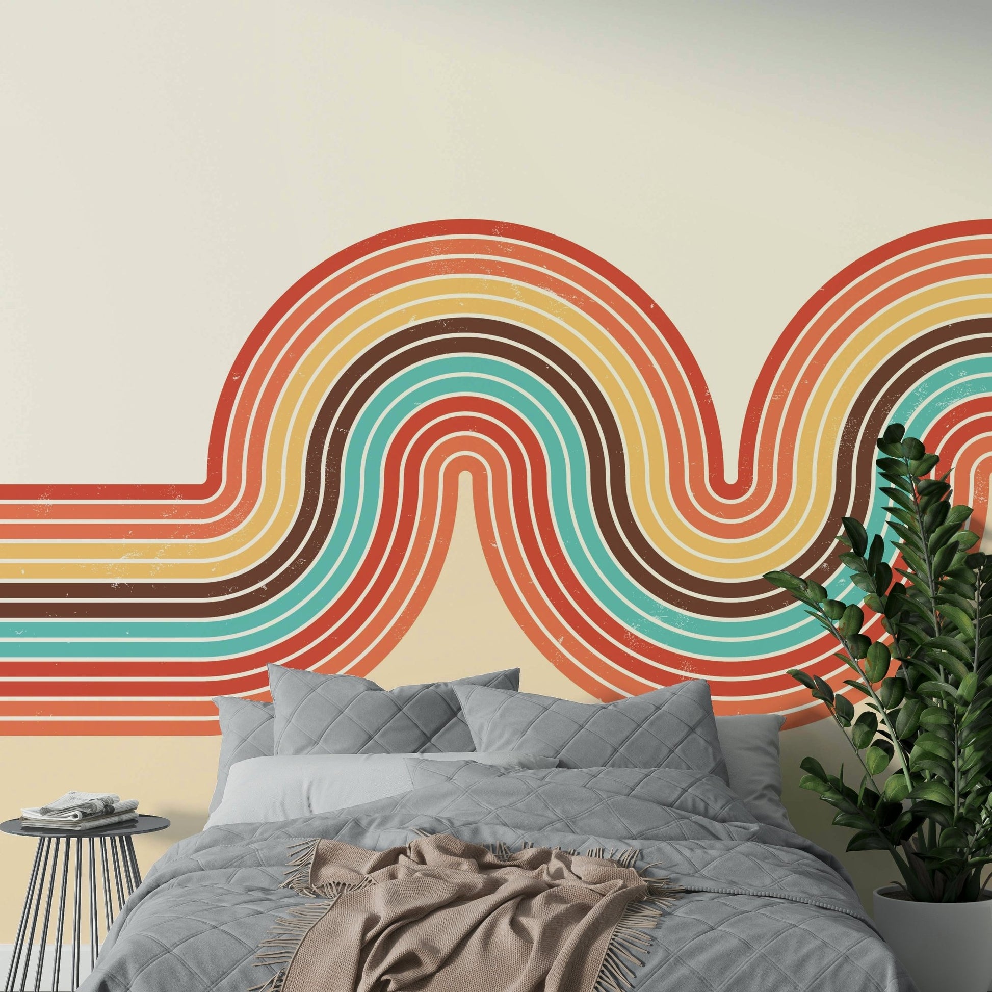 Retro-inspired wall mural design detail

