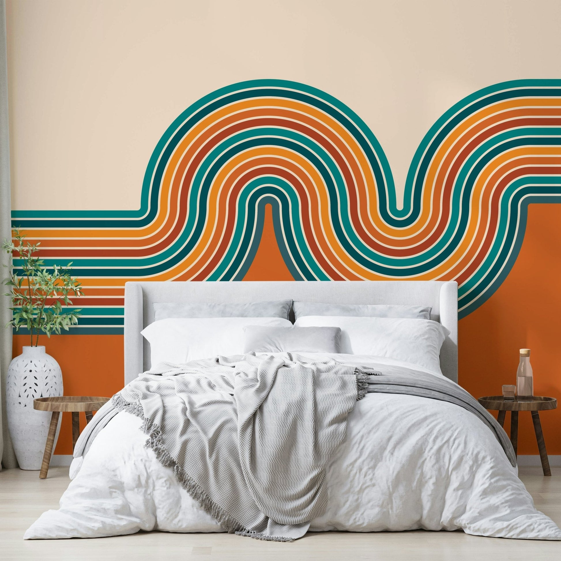 Mid-century modern wallpaper mural design

