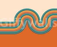 Easy-install Retro Curvy Lines wall mural

