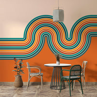 Wall mural featuring bold curved lines

