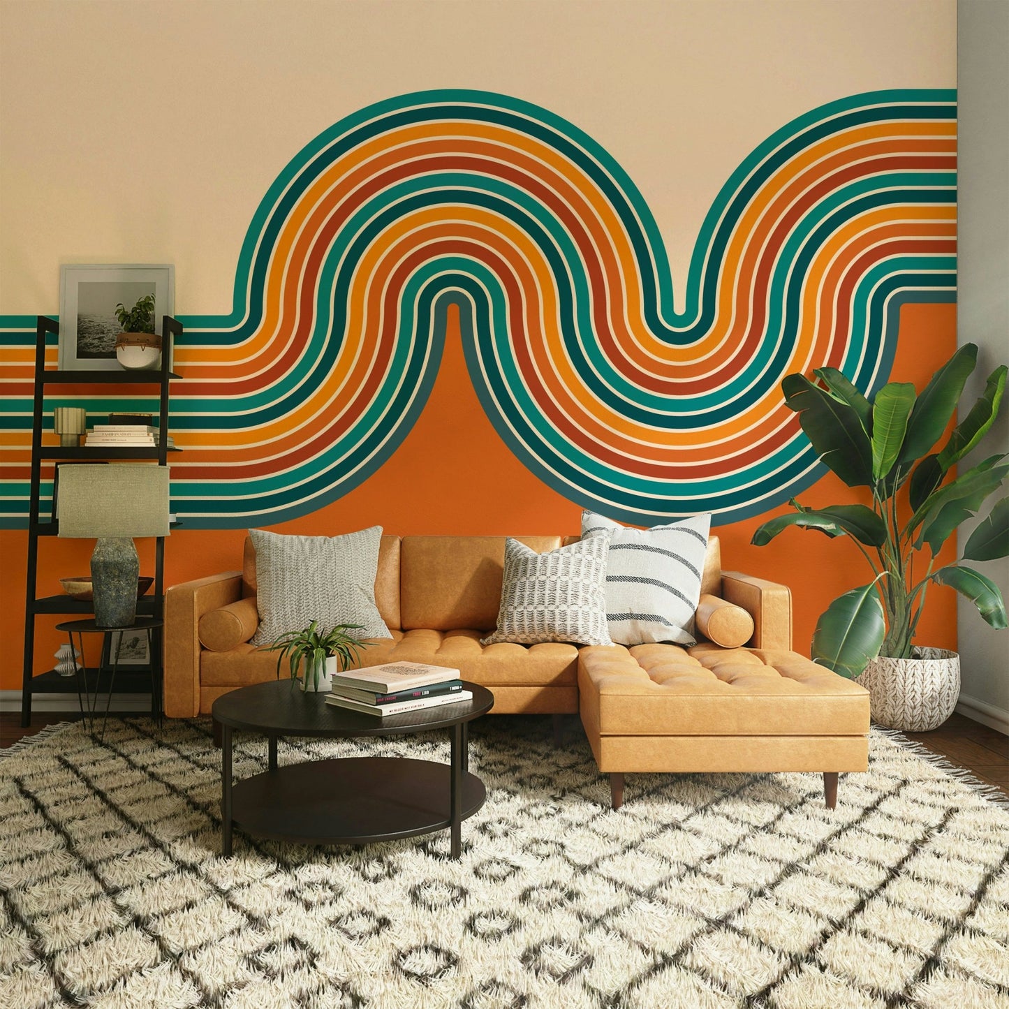 Smooth curvy line pattern wallpaper for walls

