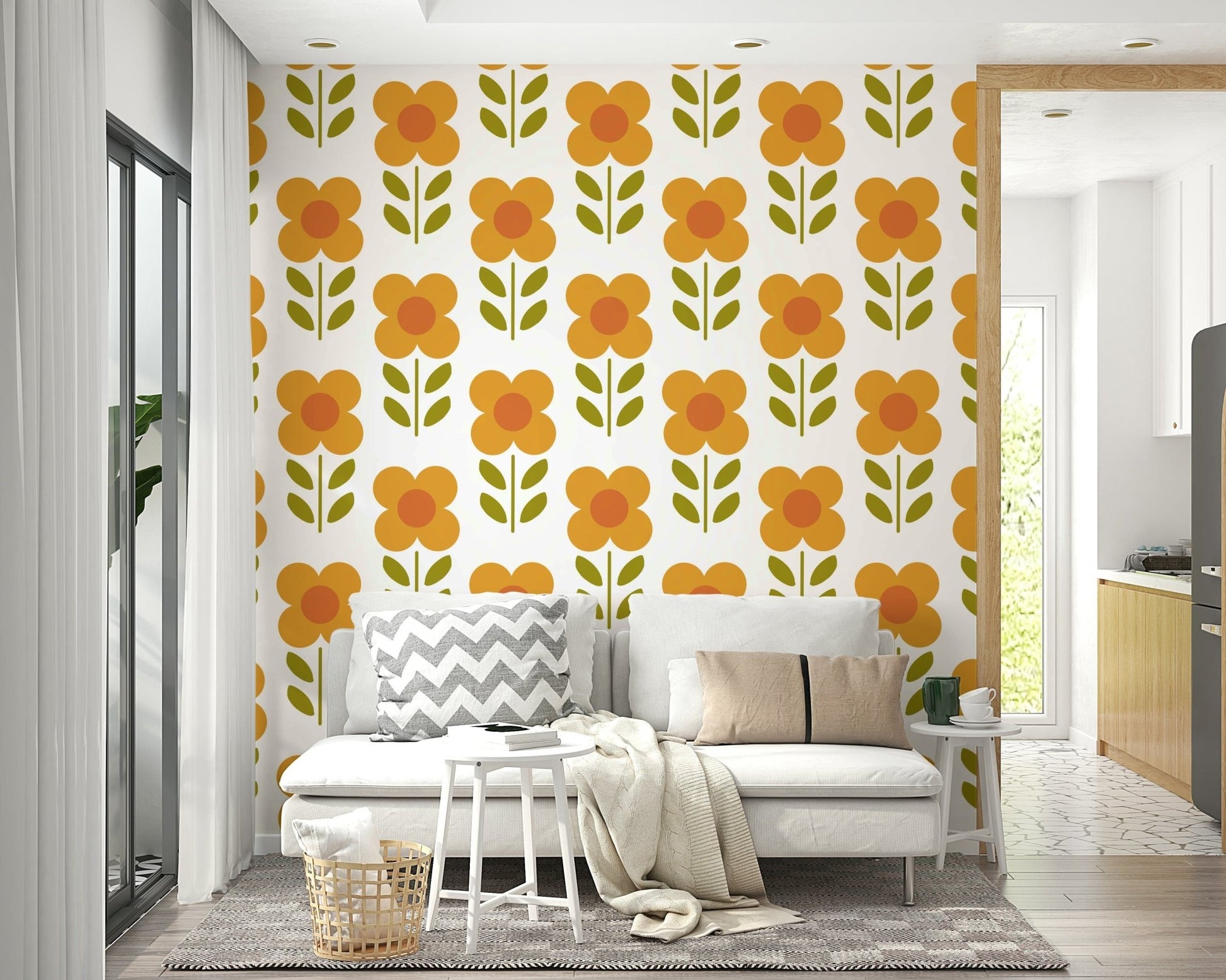 Repeating retro floral backdrop

