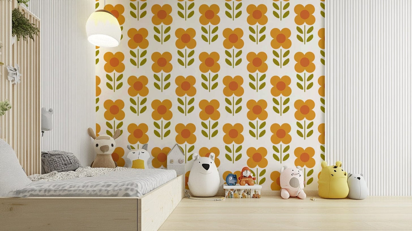 Bright orange daisy wall print

