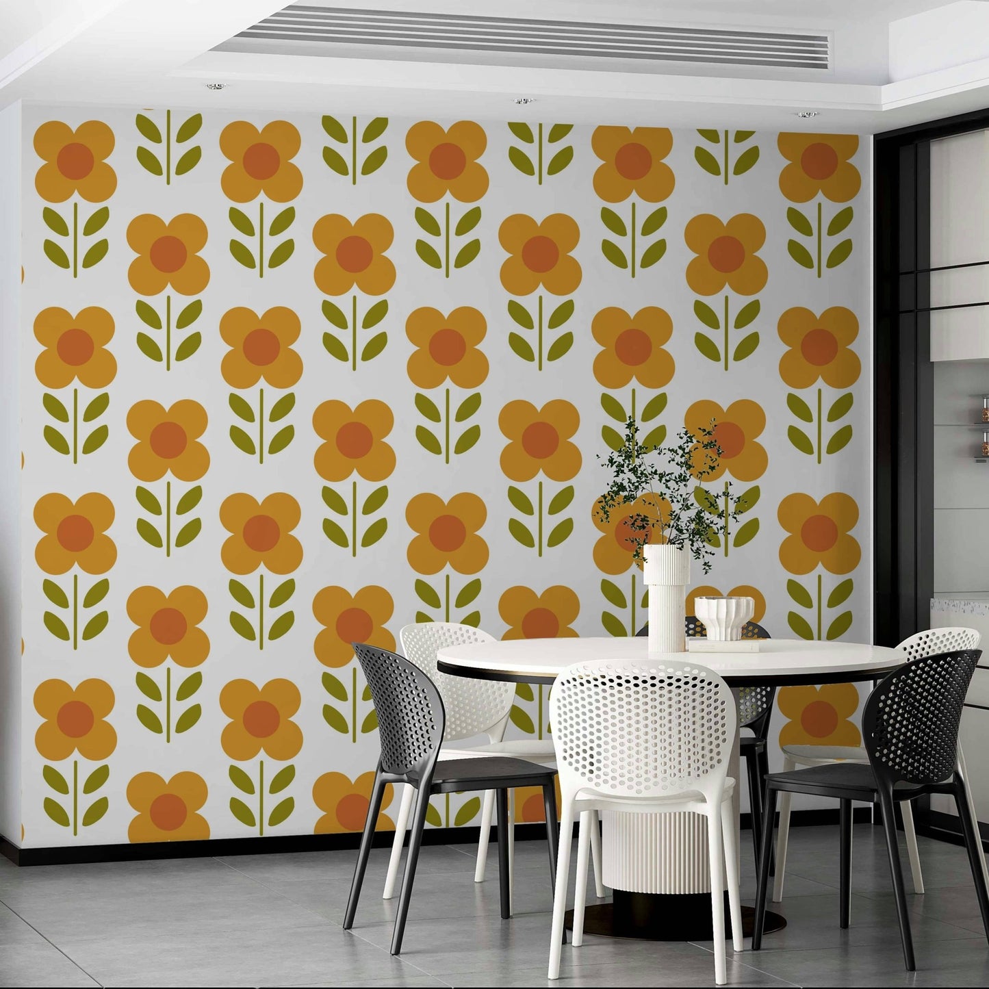 Vintage flower wallpaper print

