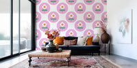 Retro Daisy wallpaper accents a contemporary living roomGD9455
