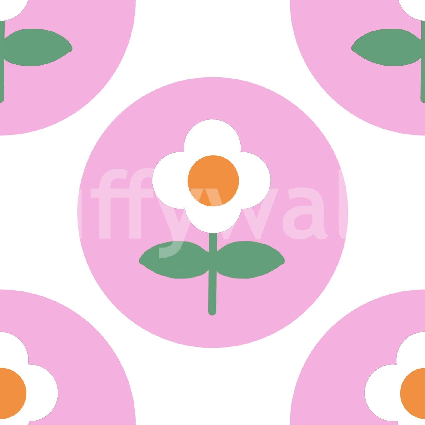 Uninterrupted graphics of the Pink Daisy Circles wallpaper backdropGD9455