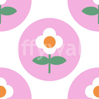 Uninterrupted graphics of the Pink Daisy Circles wallpaper backdropGD9455