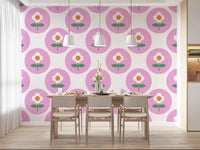Floral Daisy Circles wallpaper for a spacious dining room GD9455